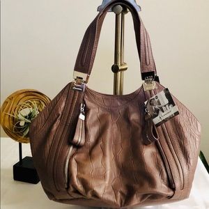 B. Makowsky Croco North South Tote NEW